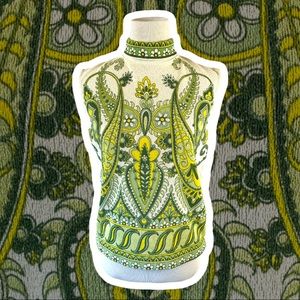 Vintage Paisley Daisy Floral Sleeveless Top